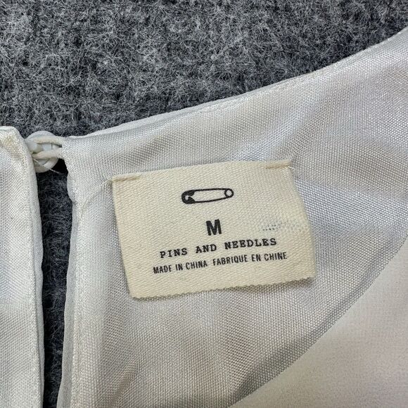 ANTHROPOLOGIE Pins and Needles Dress Women Medium Cream Sparkle Lace Stretch - Picture 4 of 14